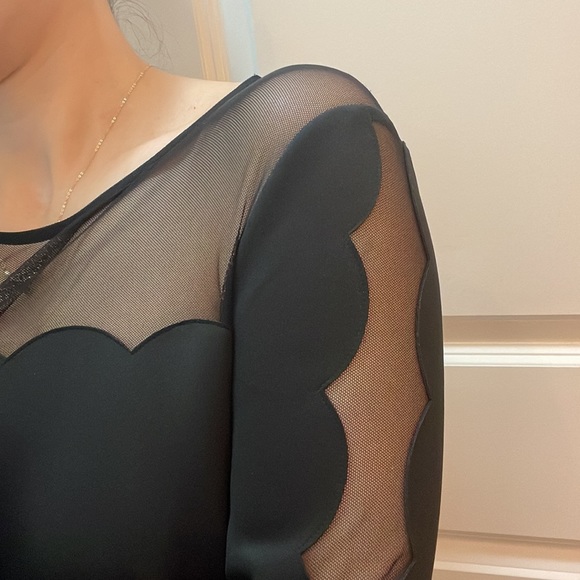 Ted Baker mesh scalloped A-Line Midi dress black size 4 - Picture 3 of 16